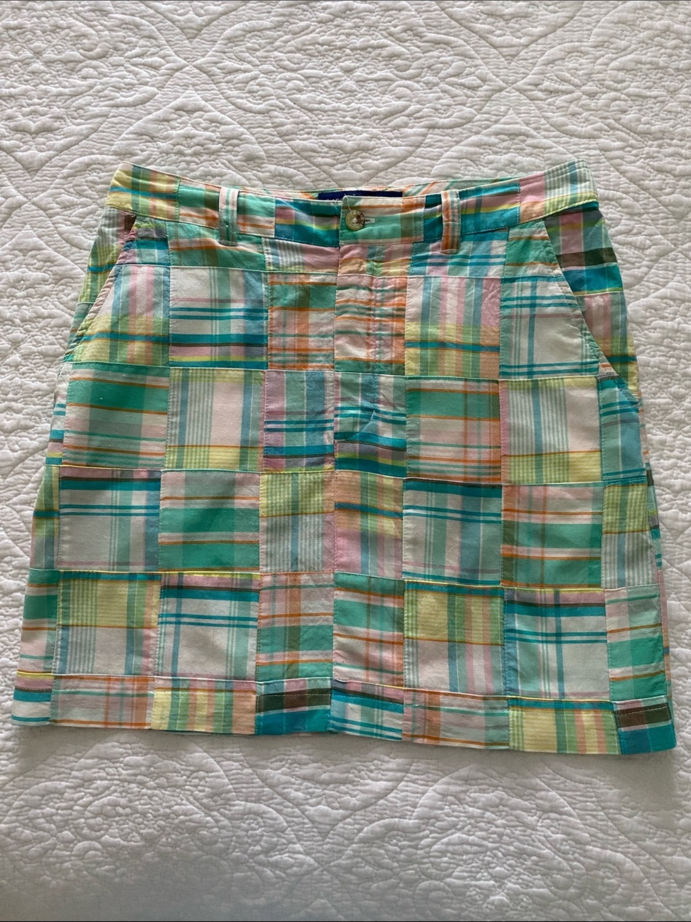 Cape Madras Pastel Plaid Mini Skirt in 100% Cotton Patch Madras Size 4